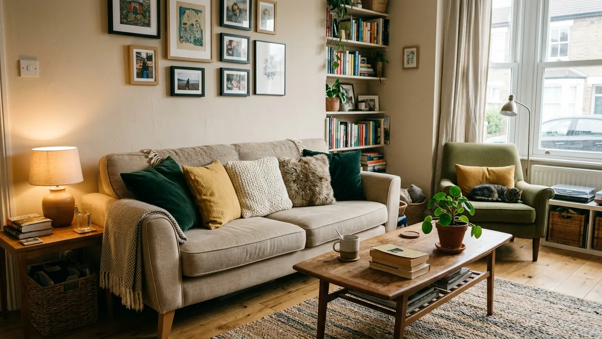 Beżowa kanapa – spokojny salon - inspiracje