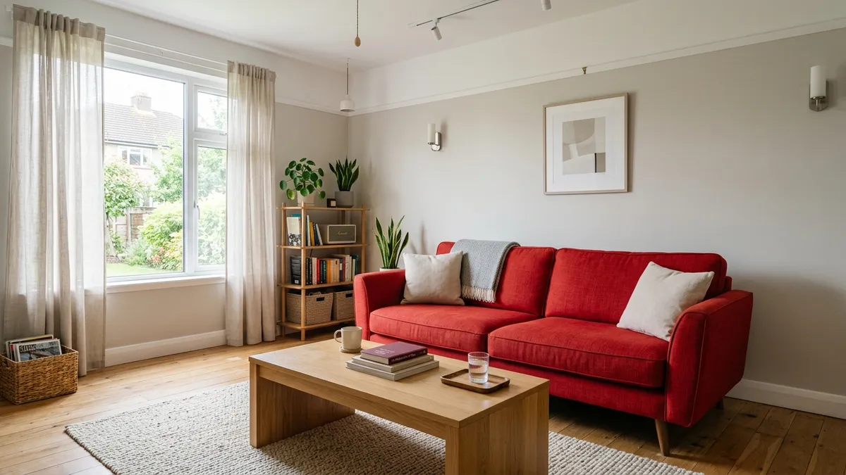 Czerwona kanapa w salonie – wyrazisty punkt centralny - inspiracje