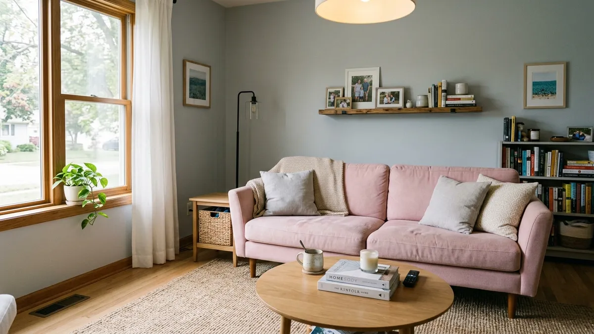 Różowa kanapa – romantyczny salon - inspiracje