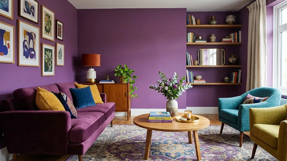 Fioletowy salon – odważny kolor