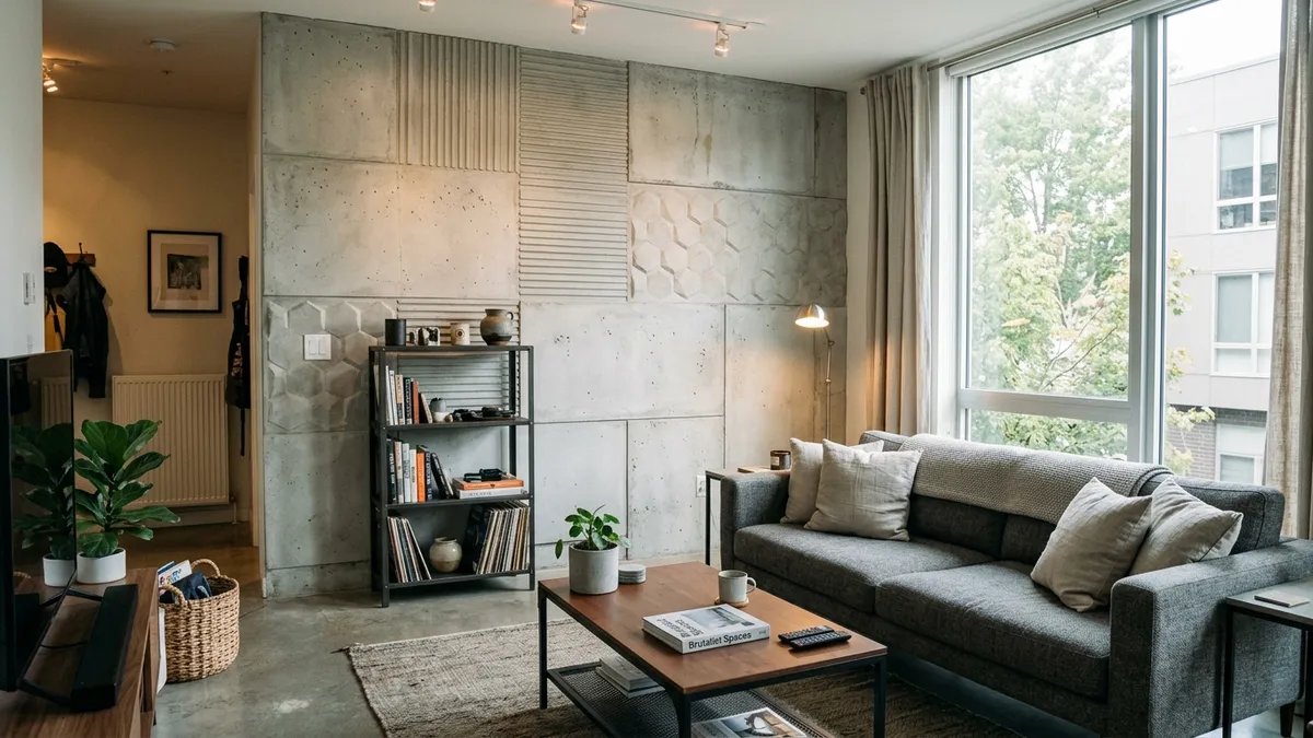 Beton w salonie – industrialny akcent - detale