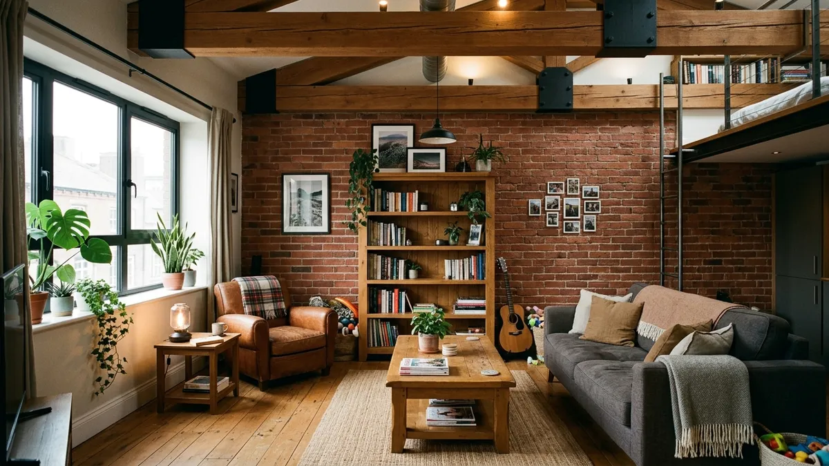 Cegła w salonie – loftowy charakter - inspiracje